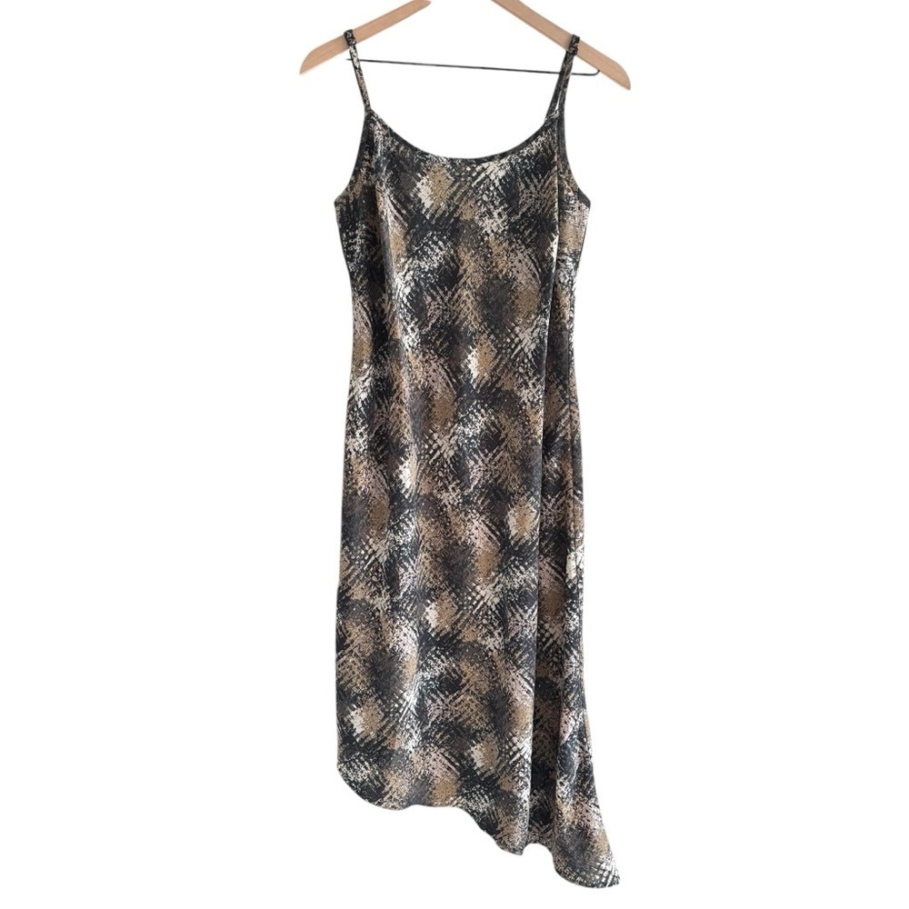 Vintage NWT Venezia Camo Abstract Print Slip Dress Asymmetrical Hem Size 14/16